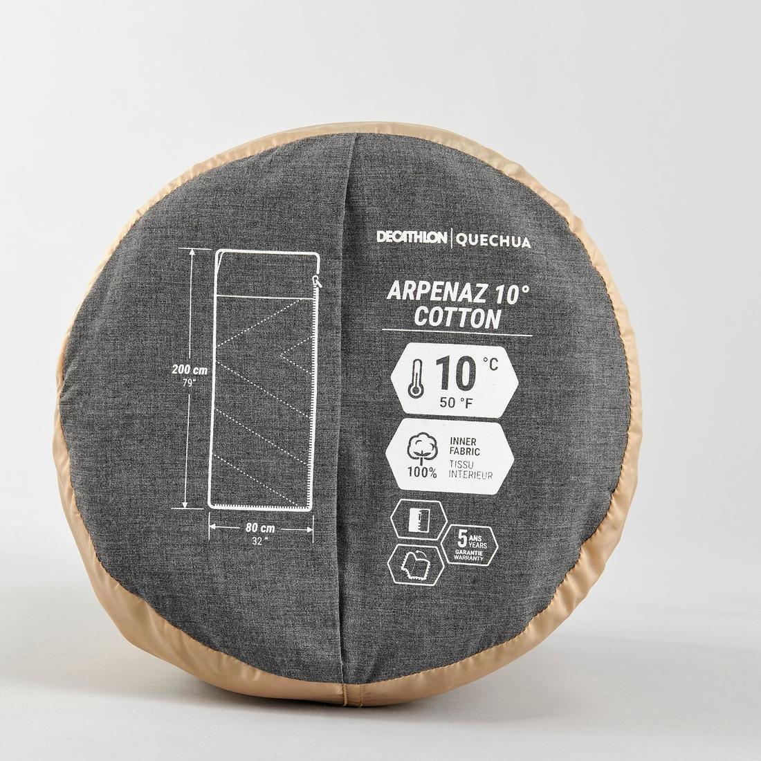 Cotton Sleeping Bag for Camping Arpenaz 10 Cotton, Blue, No Color, large image number 13