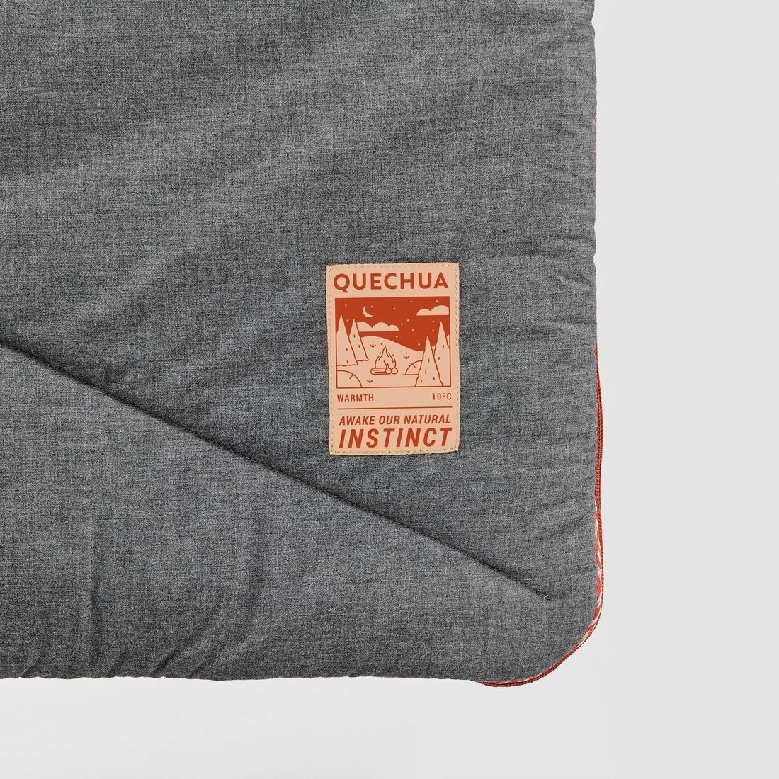QUECHUA - Cotton Sleeping Bag for Camping Arpenaz 10 Cotton, Blue