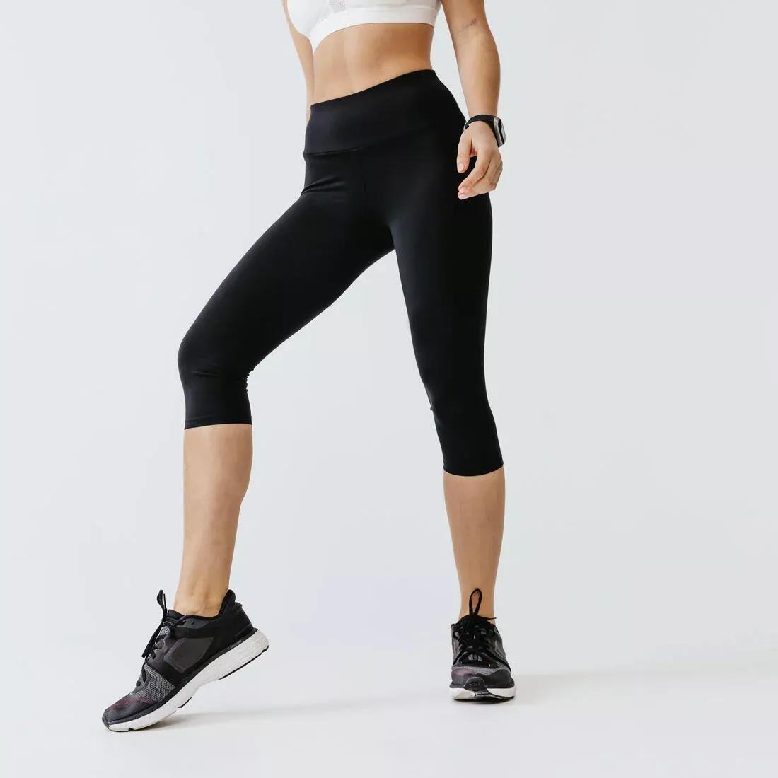 BLACK Women's short running leggings Support, No Color, large image number 1
