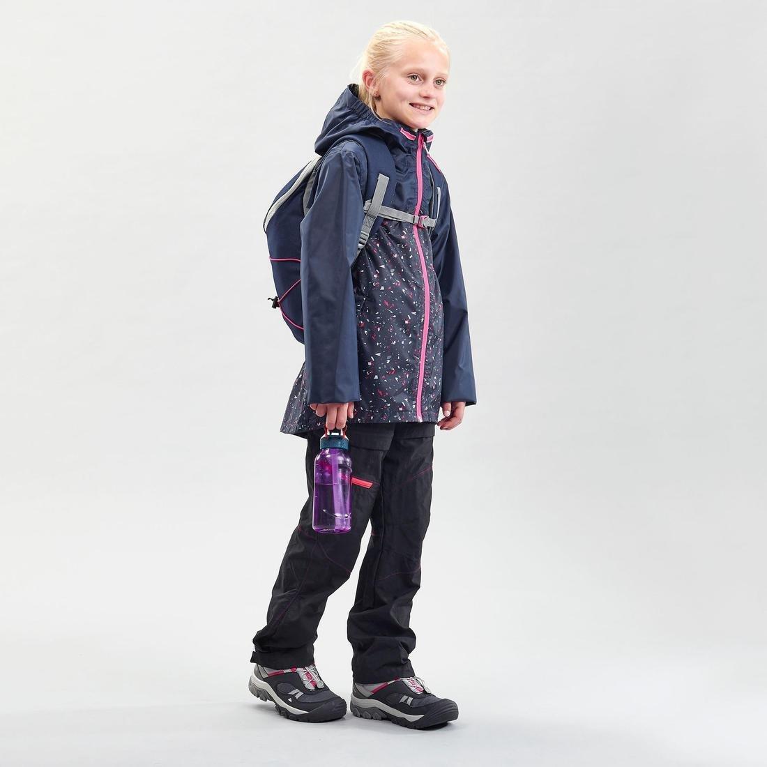 Kids Hiking Waterproof Jacket MH150  - tribal print, Navy Blue, , large image number 2