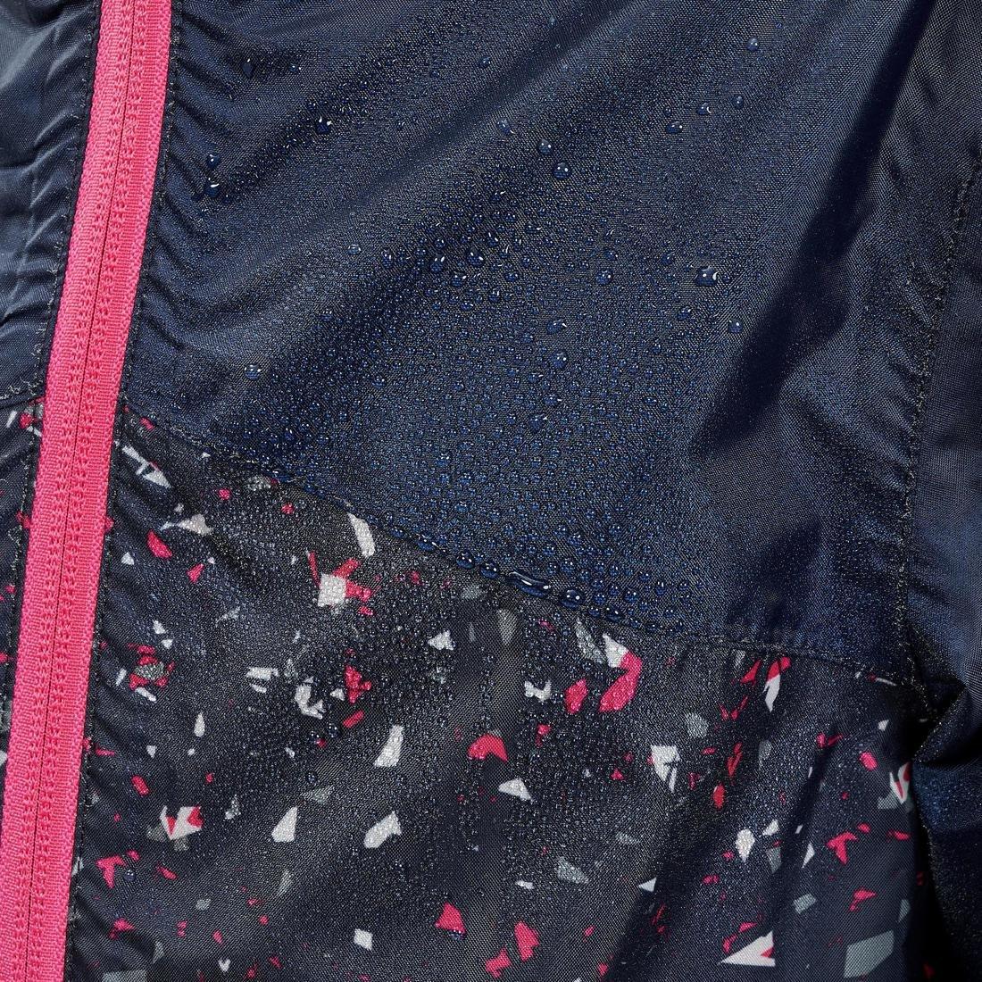 Kids Hiking Waterproof Jacket MH150  - tribal print, Navy Blue, , large image number 8
