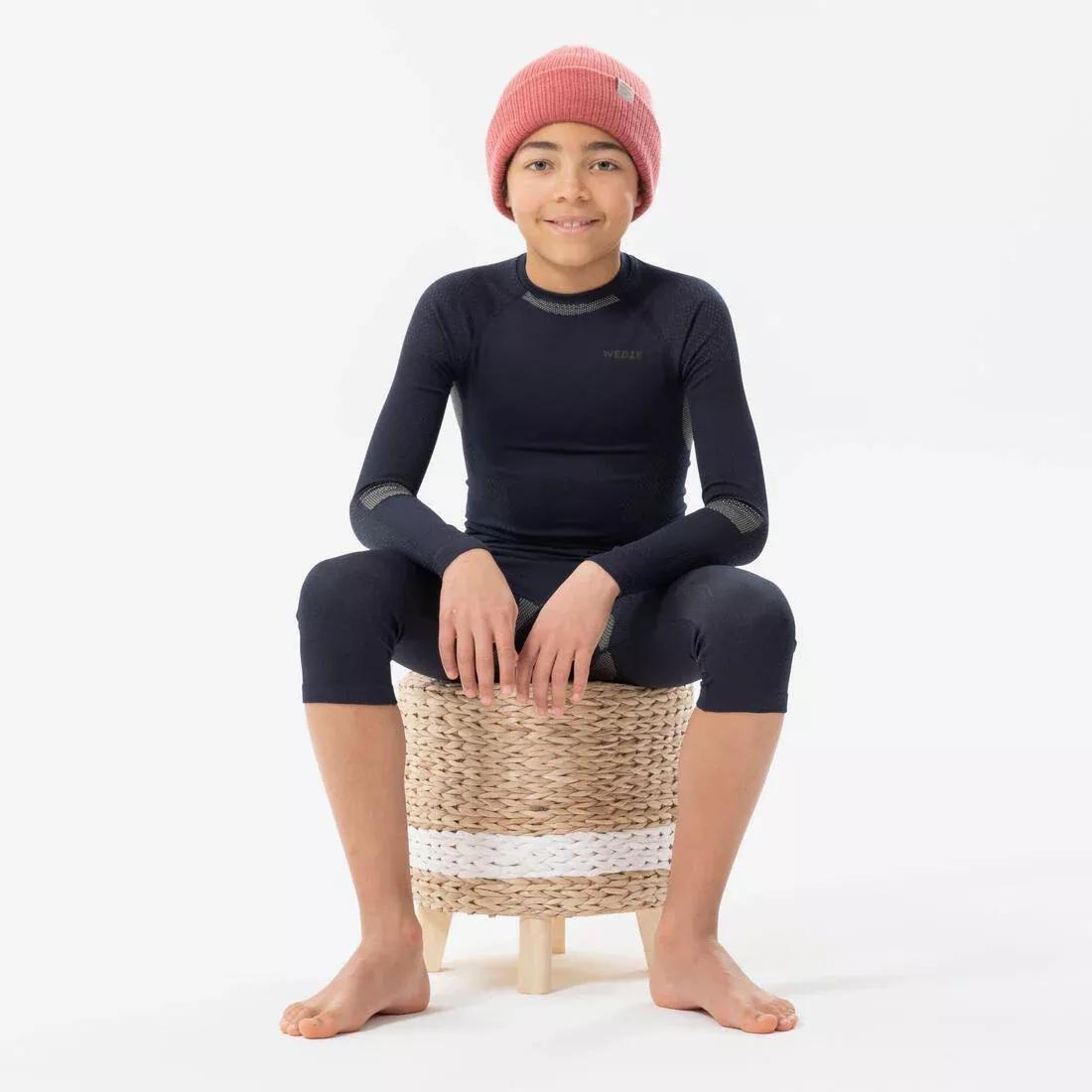 Kids Unisex Ski Base Layer Top - Bl 500 I-Soft Seamless, Blue, , large image number 1