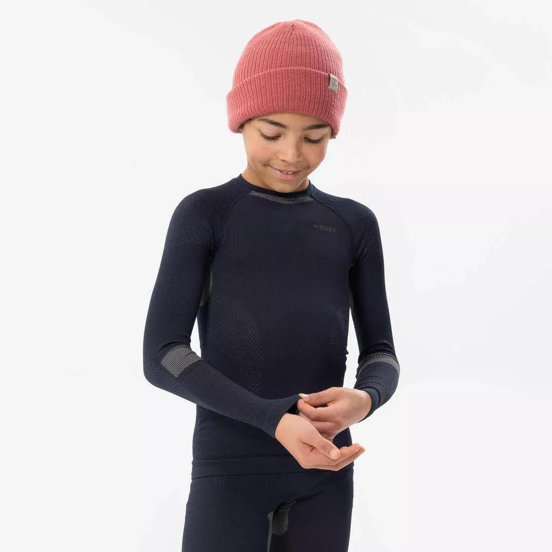 Kids Unisex Ski Base Layer Top - Bl 500 I-Soft Seamless, Blue, , large image number 2