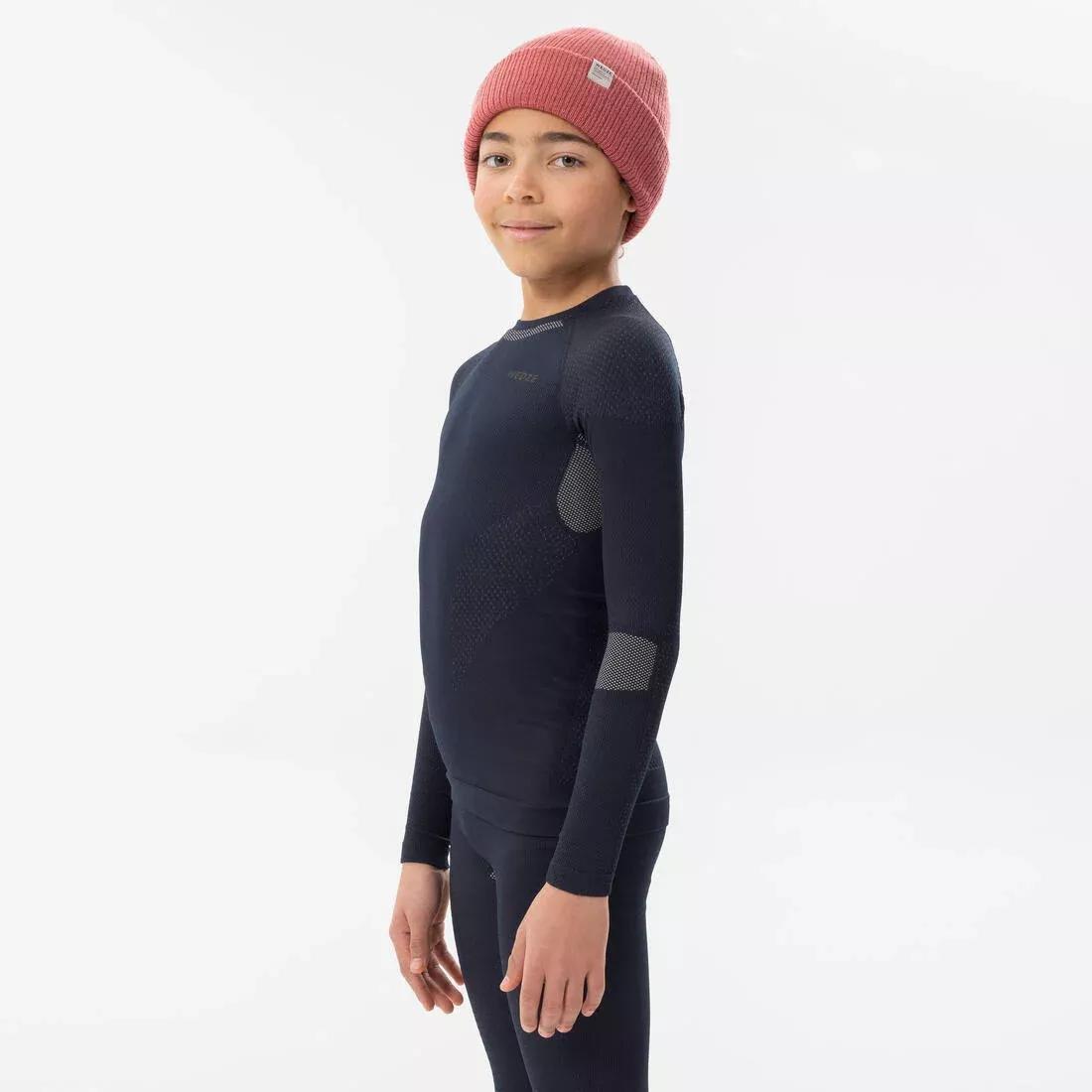 Kids Unisex Ski Base Layer Top - Bl 500 I-Soft Seamless, Blue, , large image number 3