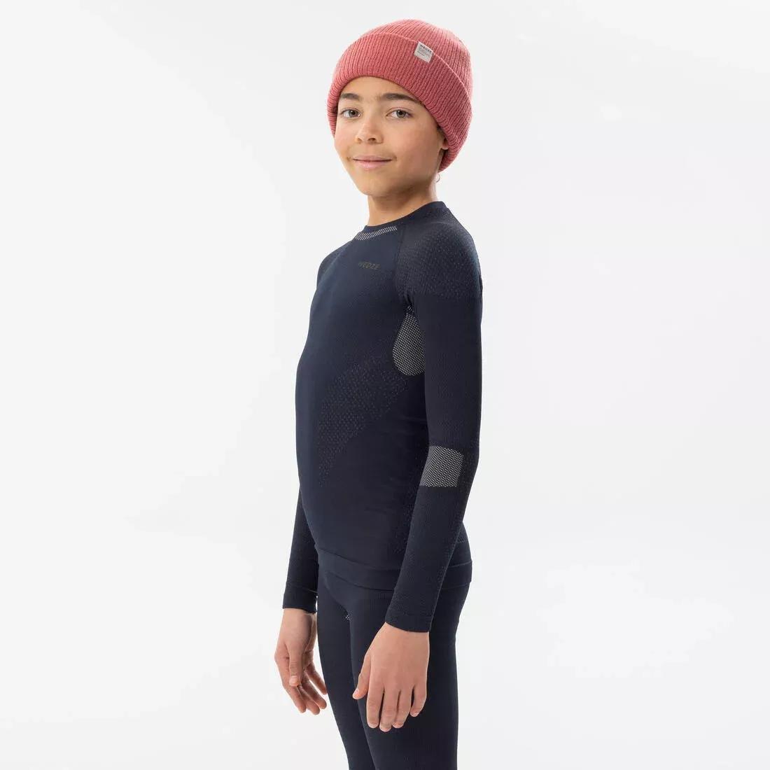 WEDZE - Kids Unisex Ski Base Layer Top - Bl 500 I-Soft Seamless, Blue