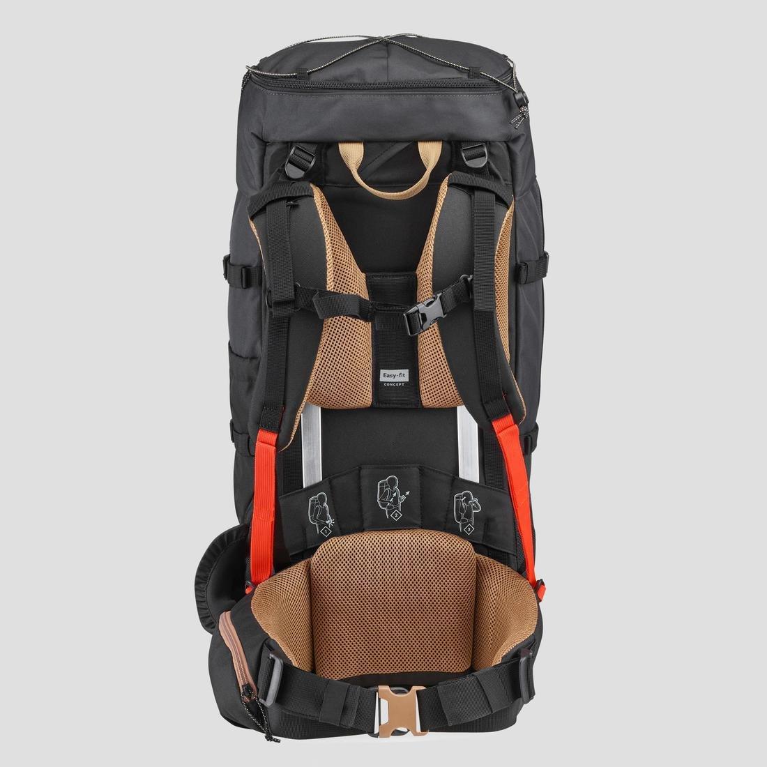Mens Trekking Backpack - Mt 100 Easyfit, Grey, No Color, large image number 4
