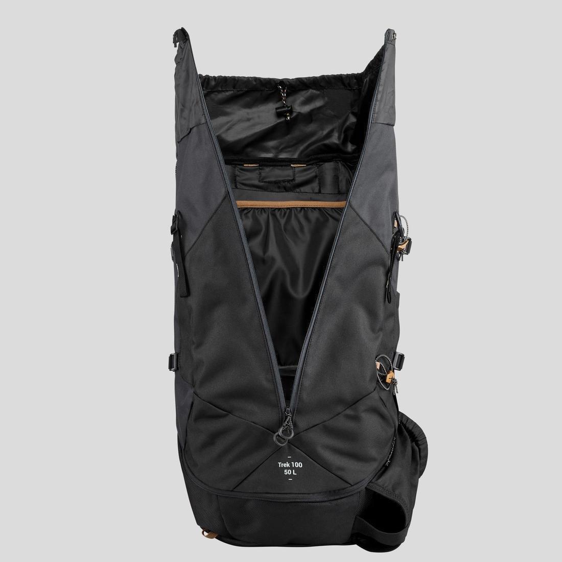Mens Trekking Backpack - Mt 100 Easyfit, Grey, No Color, large image number 6