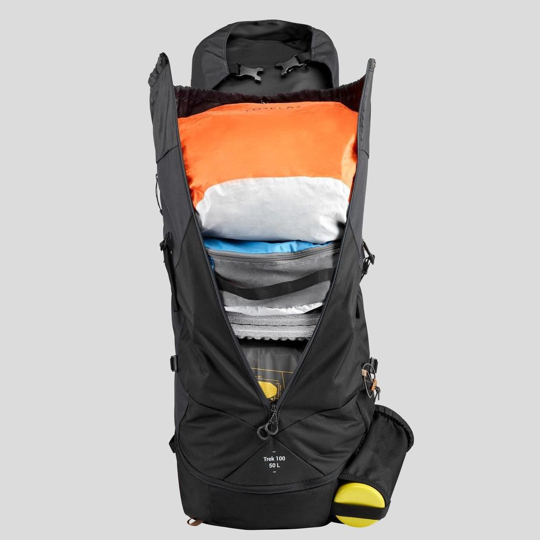Mens Trekking Backpack - Mt 100 Easyfit, Grey, No Color, large image number 7