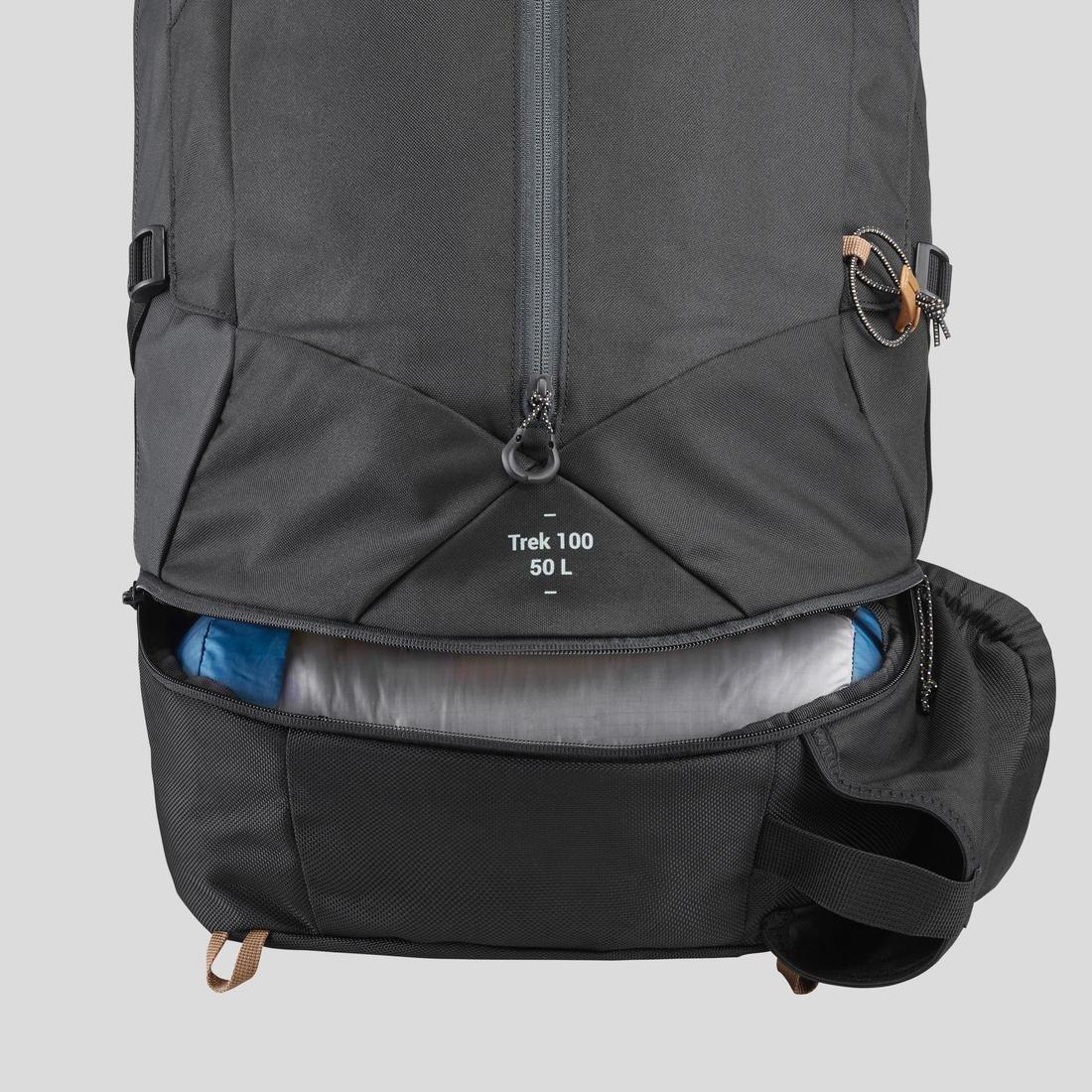 Mens Trekking Backpack - Mt 100 Easyfit, Grey, No Color, large image number 13