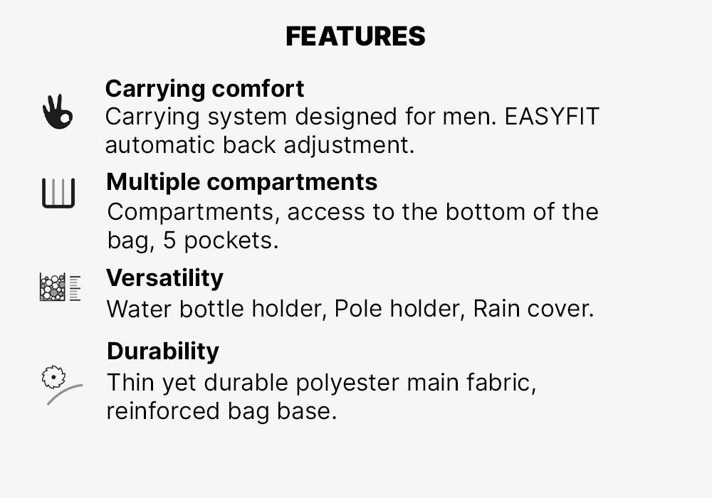 Mens Trekking Backpack - Mt 100 Easyfit, Grey, No Color, medium