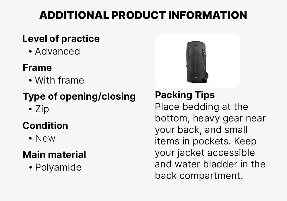 Mens Trekking Backpack - Mt 100 Easyfit, Grey, No Color, medium