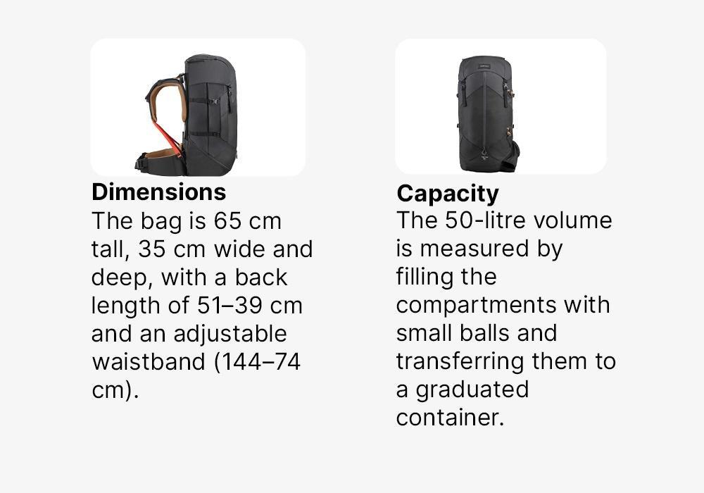 Mens Trekking Backpack - Mt 100 Easyfit, Grey, No Color, medium