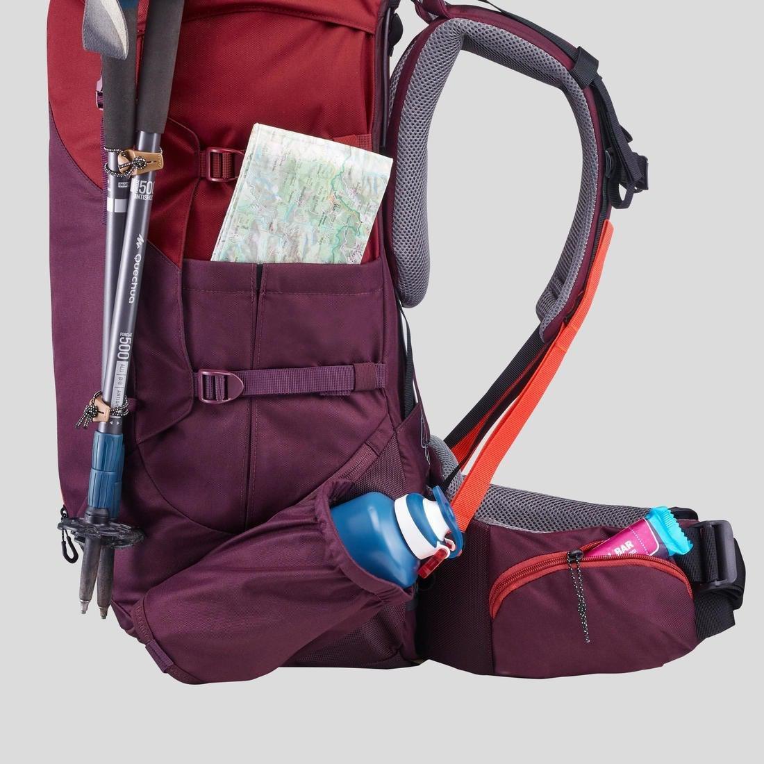 Women Trekking Backpack- Mt 100 Easyfit, Red, No Color, large image number 4