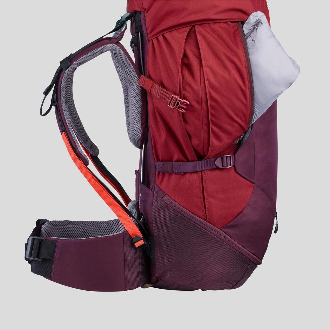 Women Trekking Backpack- Mt 100 Easyfit, Red, No Color, large image number 5