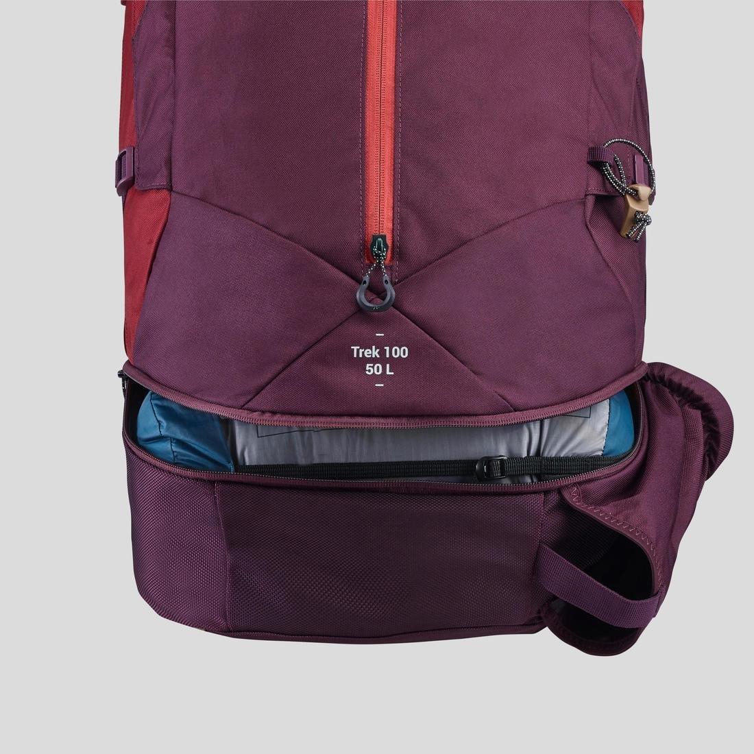 Women Trekking Backpack- Mt 100 Easyfit, Red, No Color, large image number 7