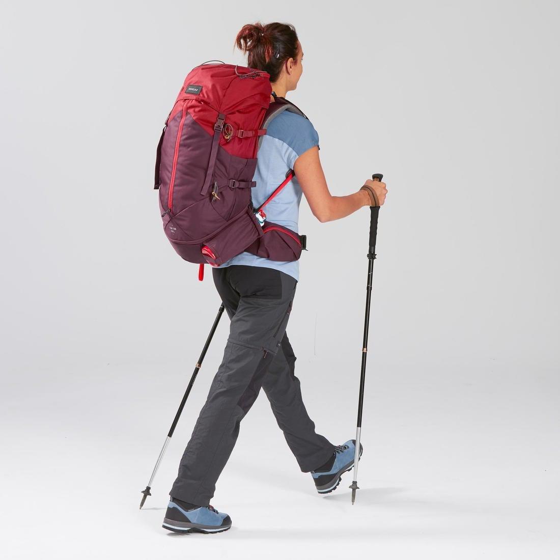 Women Trekking Backpack- Mt 100 Easyfit, Red, No Color, large image number 11
