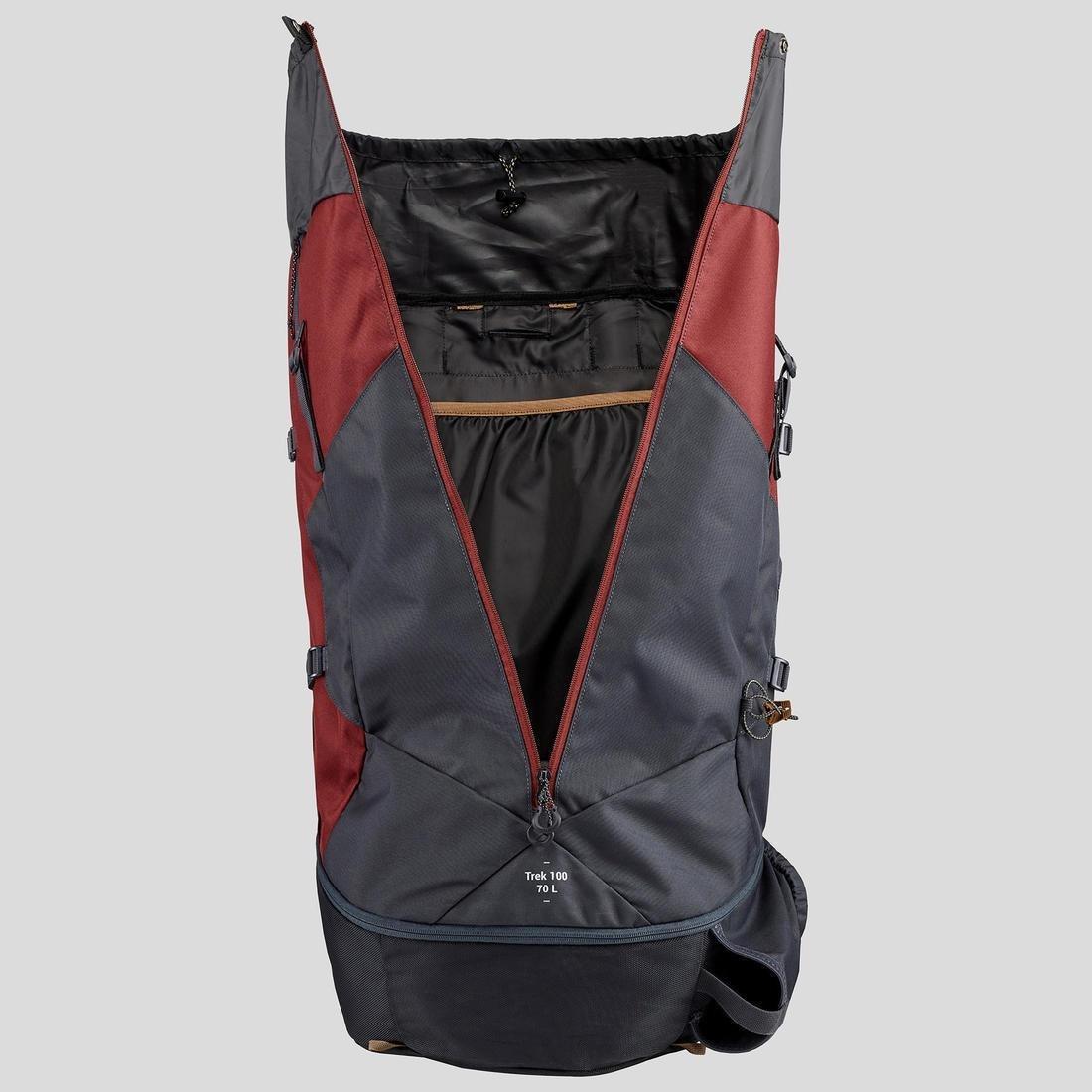 Men's  Treakking Backpack - MT100 Easyfit, Mahogany, No Color, large image number 5