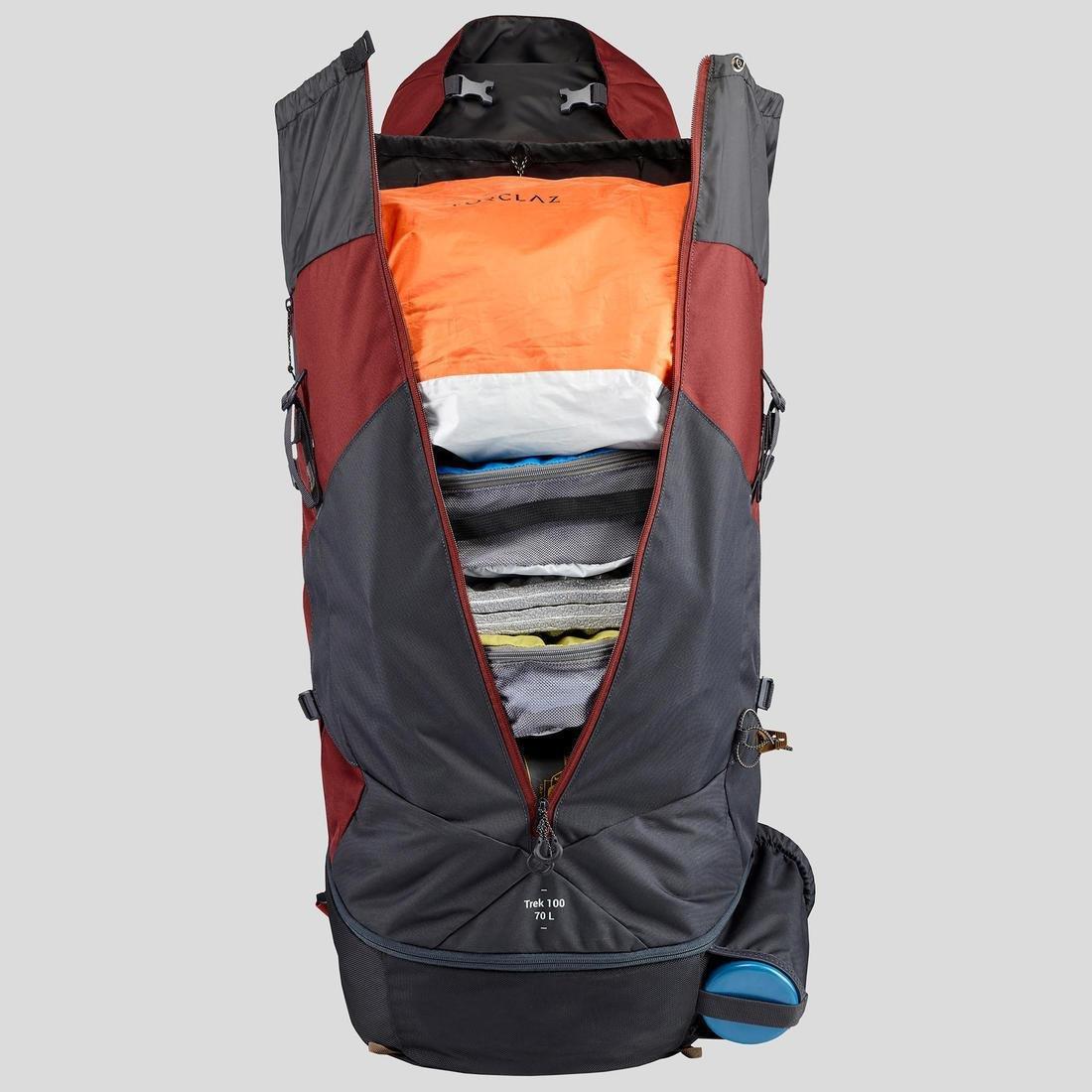 Men's  Treakking Backpack - MT100 Easyfit, Mahogany, No Color, large image number 6