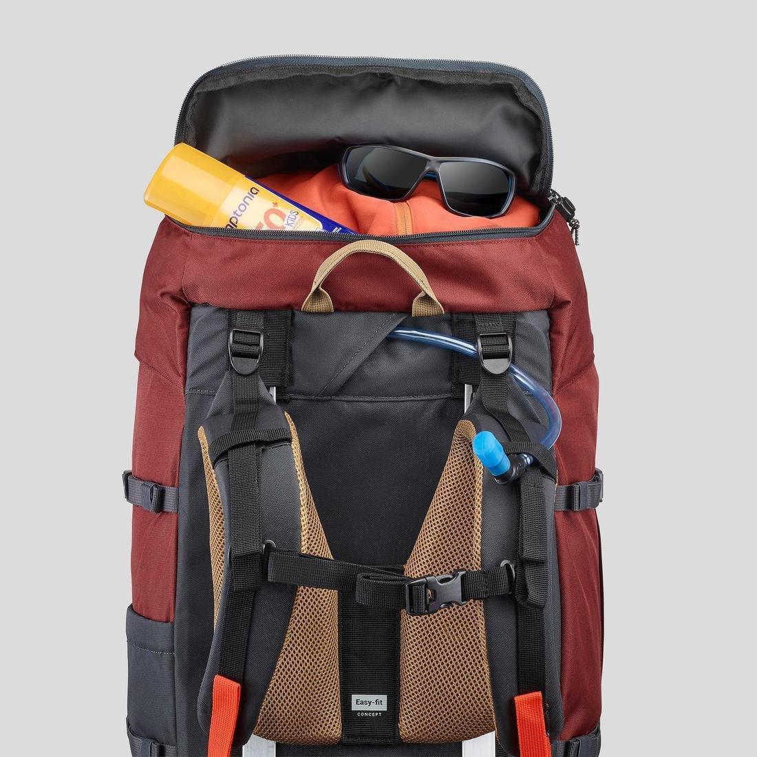 Men's  Treakking Backpack - MT100 Easyfit, Mahogany, No Color, large image number 7