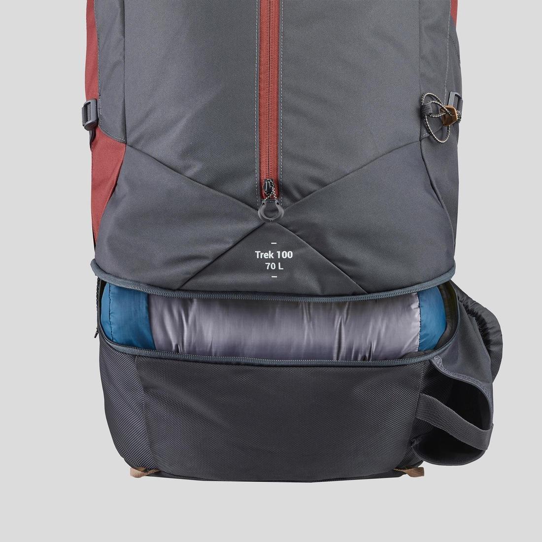 Men's  Treakking Backpack - MT100 Easyfit, Mahogany, No Color, large image number 12