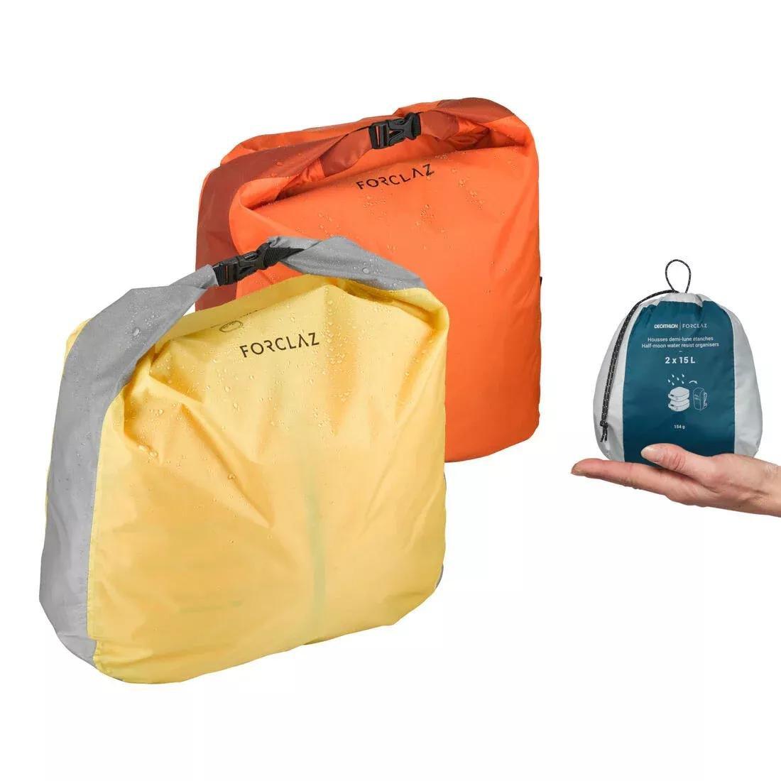 Trekking Half-Moon Waterproof Storage Bag 2-Pack - 2X15L, Yellow, No Color, large image number 0