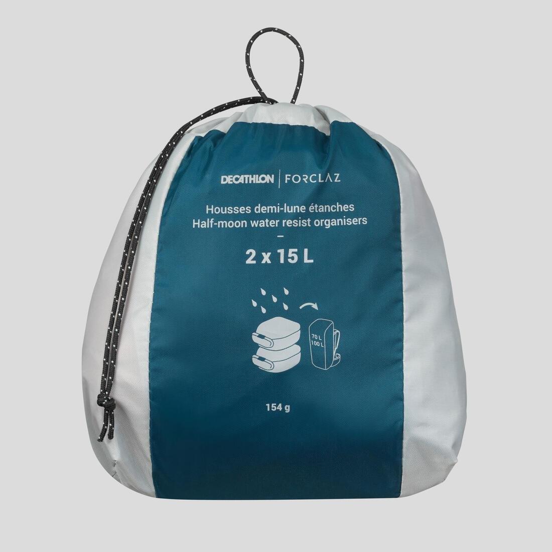 Trekking Half-Moon Waterproof Storage Bag 2-Pack - 2X15L, Yellow, No Color, large image number 2