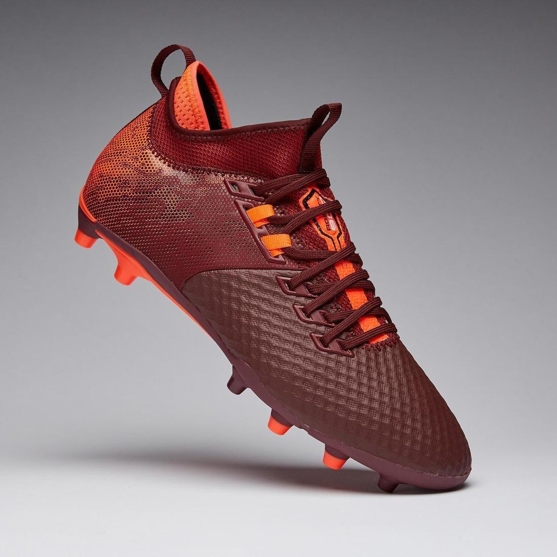 Adult Firm Ground Football Boots Agility 900 Mesh Mid, Fluo Blood Orange, , large image number 6