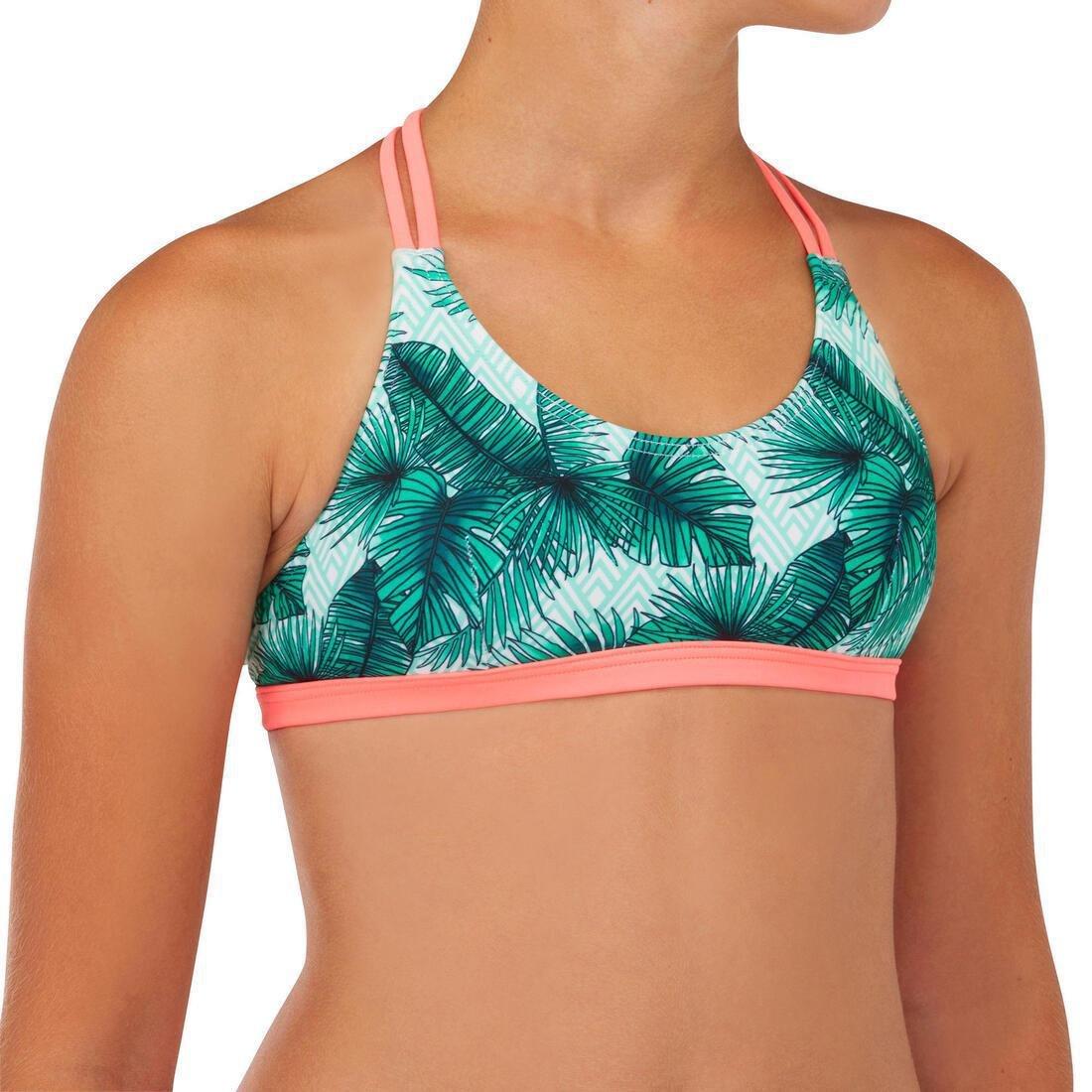 Girl's Surf Swimsuit TOP Bondi 500, Pale Mint, , medium