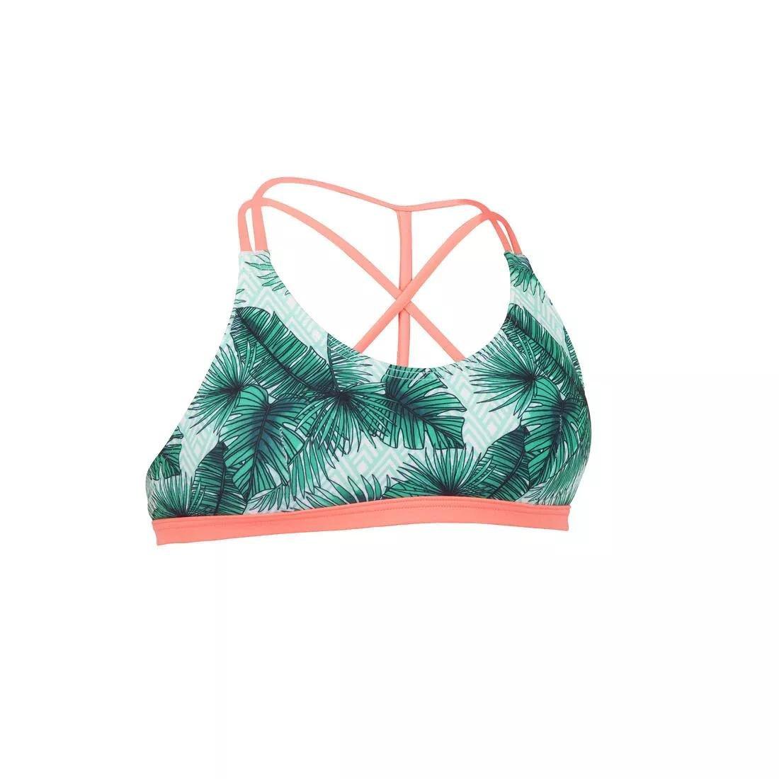 Girl's Surf Swimsuit TOP Bondi 500, Pale Mint, No Color, large image number 1