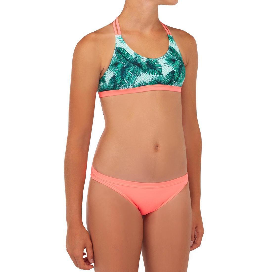 Girl's Surf Swimsuit TOP Bondi 500, Pale Mint, , large image number 4