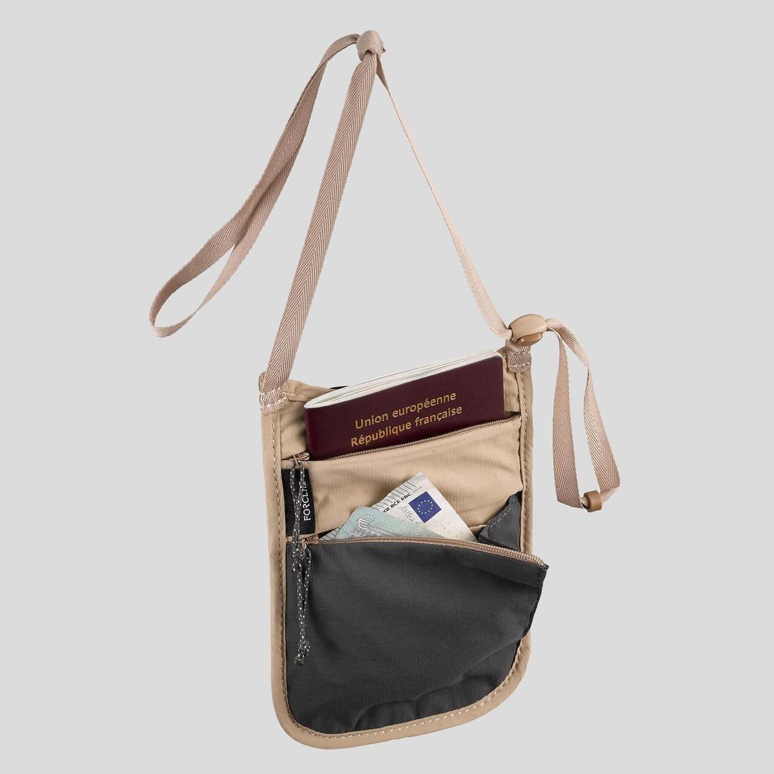 Discreet Travel Neck Pouch, Beige, No Color, medium