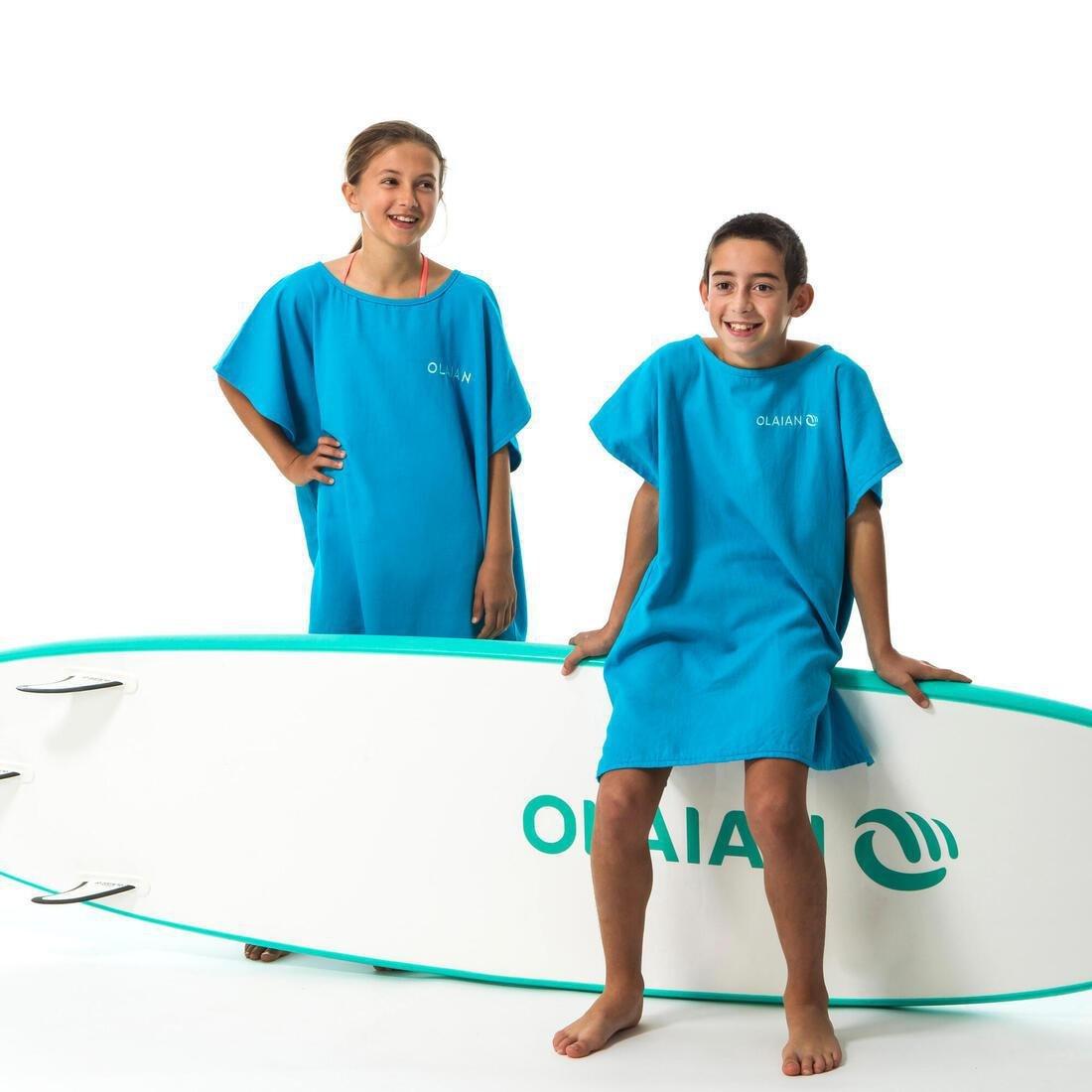 Kids Surf Poncho 100, Turquoise Blue, No Color, large image number 2