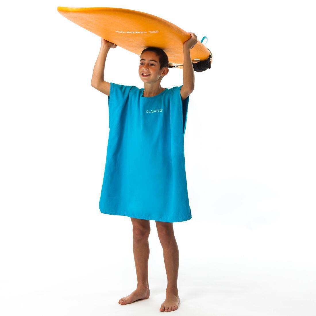 OLAIAN - Kids Surf Poncho 100, Turquoise Blue