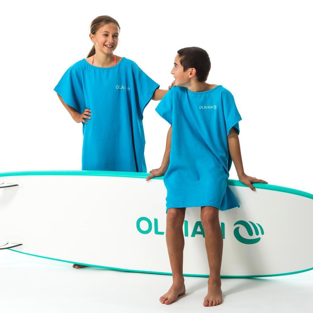 Kids Surf Poncho 100, Turquoise Blue, , large image number 10