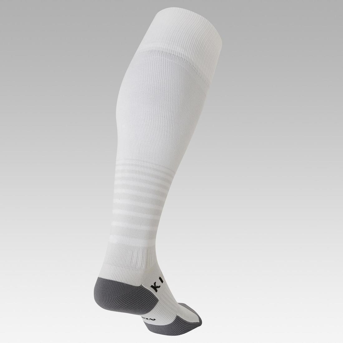 Kids Football Socks F500 - White With Stripes, No Color, medium