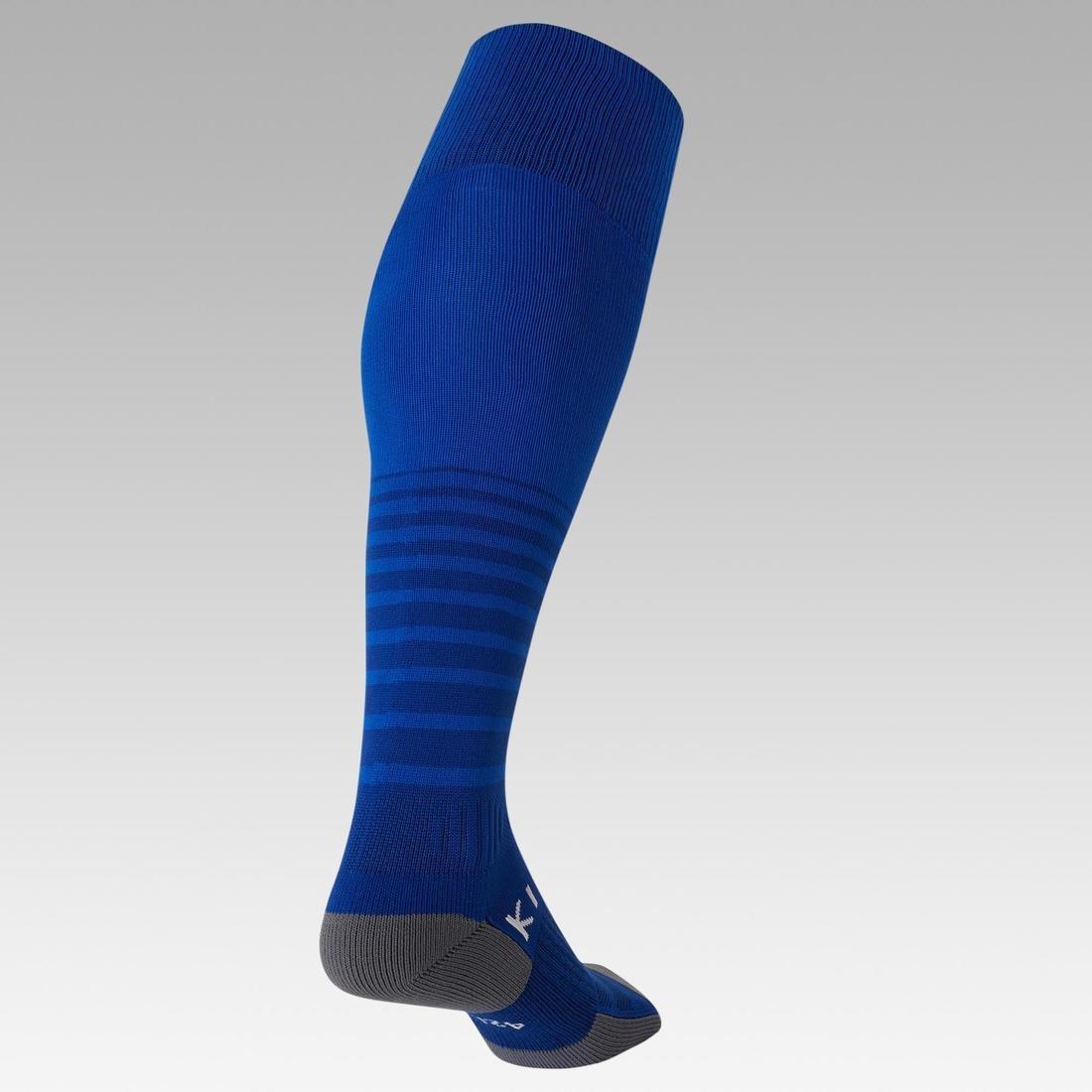 Kids Football Socks F500 - Navy With Stripes, Bright Indigo, , large image number 4