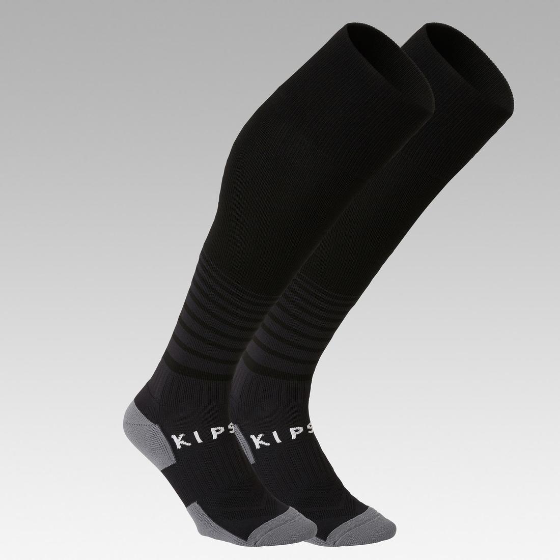 KIPSTA - Kids Football Socks F500 - Navy With Stripes, Bright Indigo