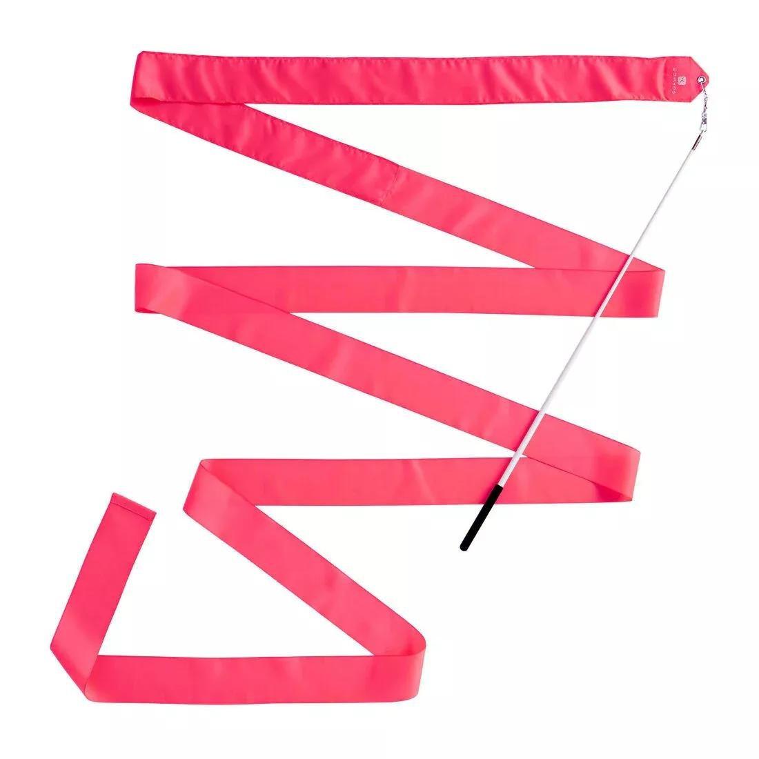 Rhythmic Gymnastics (RG) Ribbon, Fluo Coral Pink, No Color, large image number 1