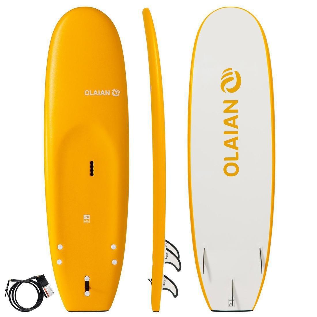 Foam Surfboard 100 6'8 Supplied With A Leash And 3 Fins., No Color, large image number 0