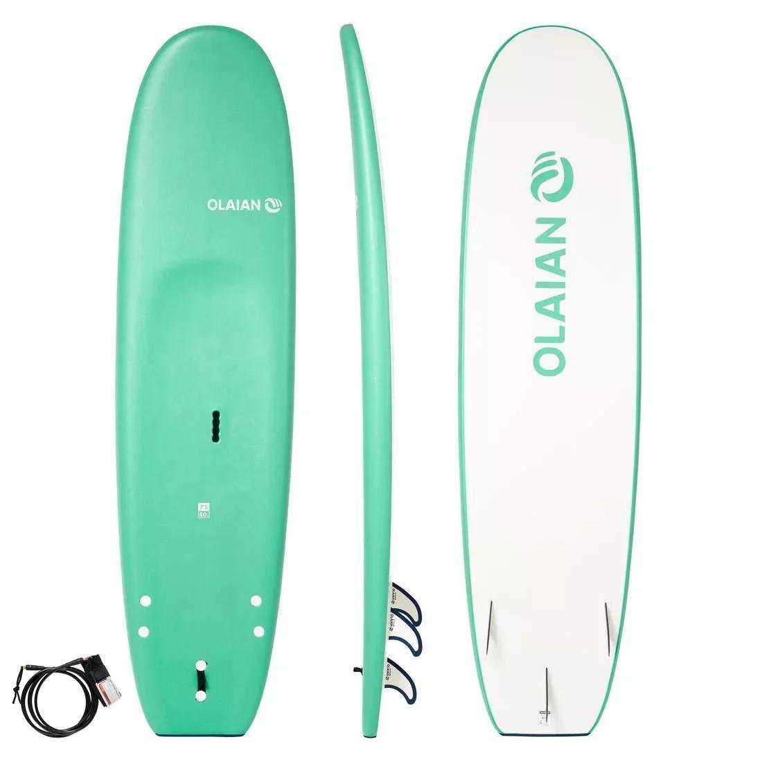 Foam Surfboard 100 7'5'' With Leash And 3 Fin, No Color, large image number 0