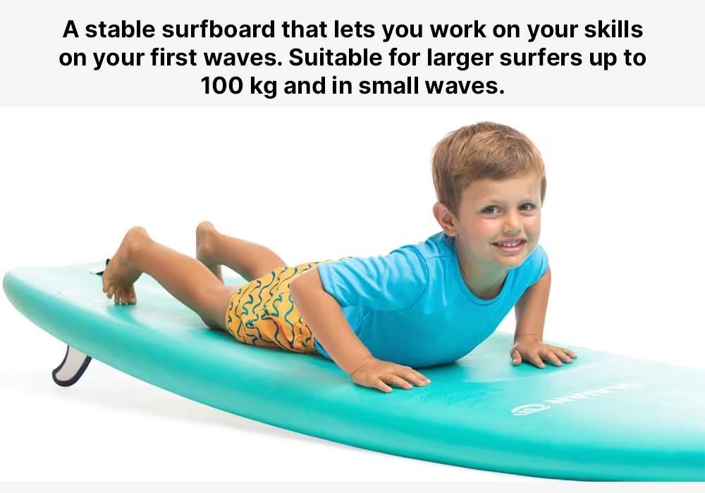 Foam Surfboard 100 7'5'' With Leash And 3 Fin, No Color, large image number 19