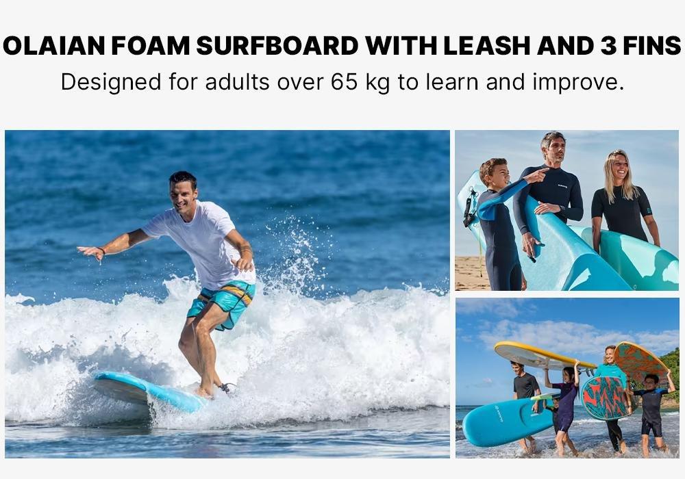 Foam Surfboard 100 8'2 Supplied With A Leash And 3 Fins., No Color, large image number 18