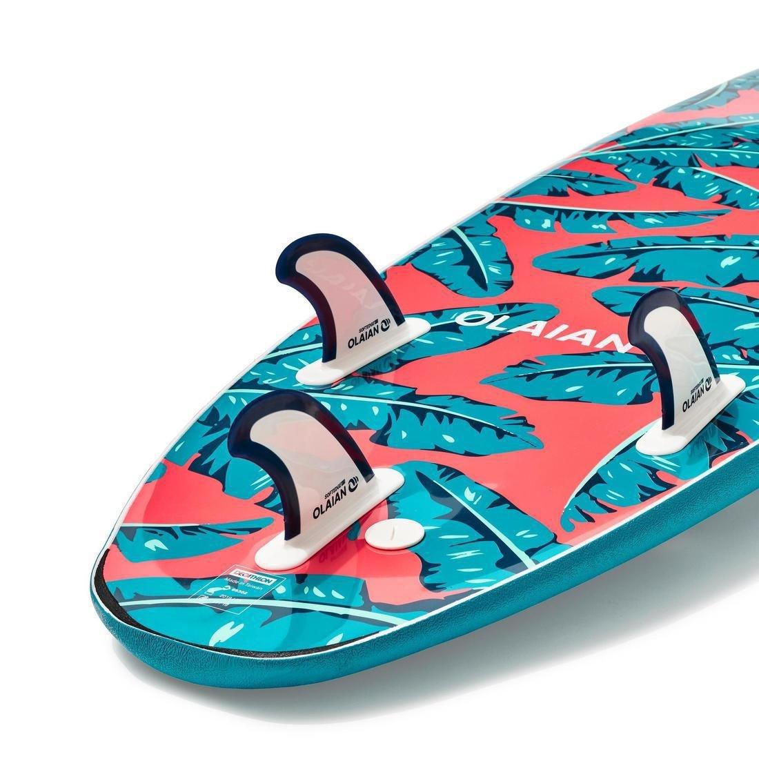 Foam Surfboard - 500 7'8 - Comes With 1 Leash And 3 Fins, Turquoise, No Color, large image number 7