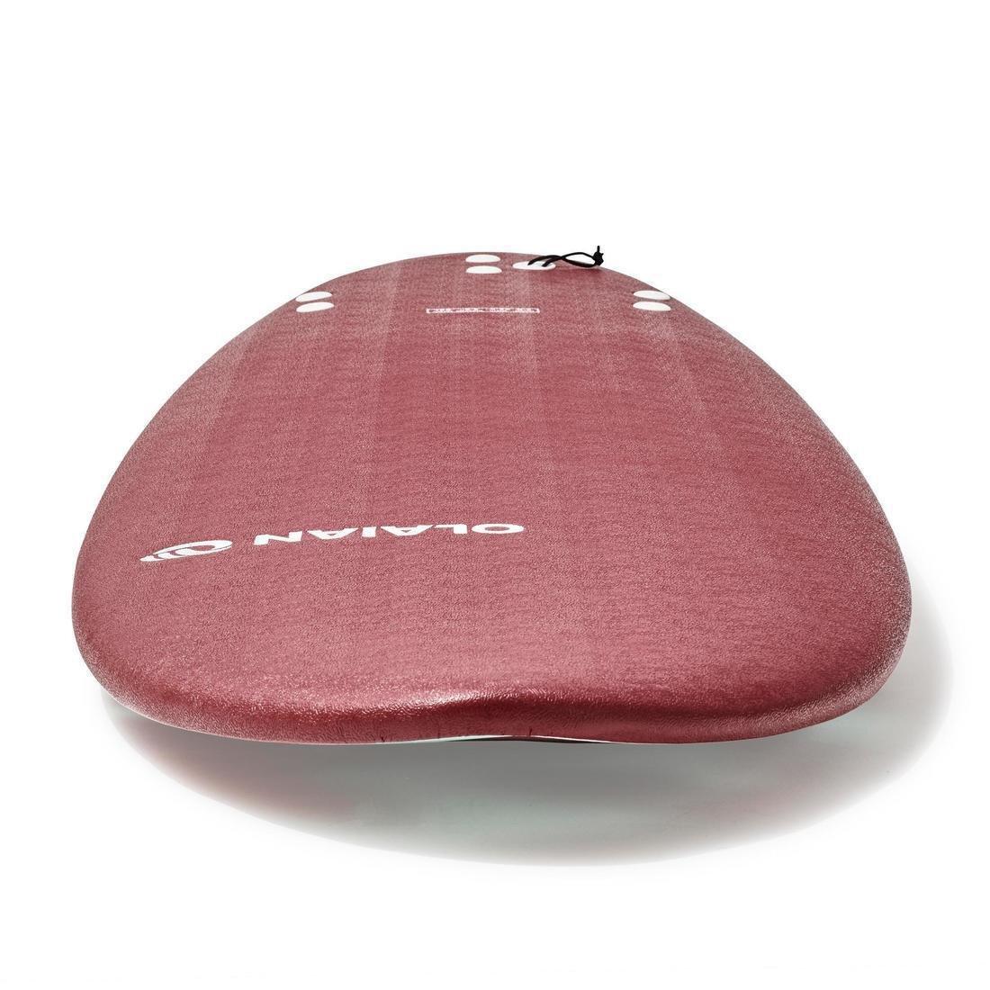 Foam Surfboard - 500 With 1 Leash And 3 Fins, Maroon, No Color, large image number 6