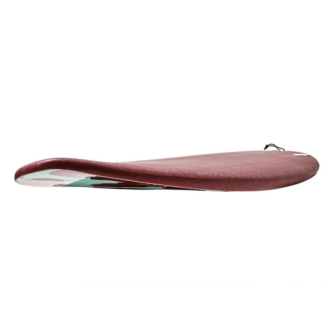 Foam Surfboard - 500 With 1 Leash And 3 Fins, Maroon, No Color, large image number 9