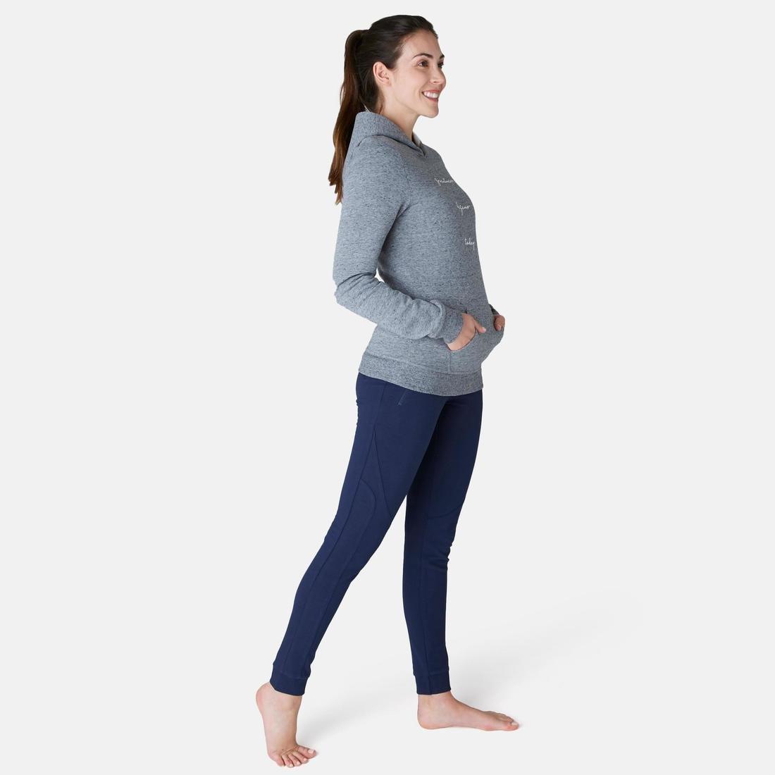 DOMYOS - Warm Slim-FitFitness Jogging Bottoms With Zippe Pockets, Navy Blue