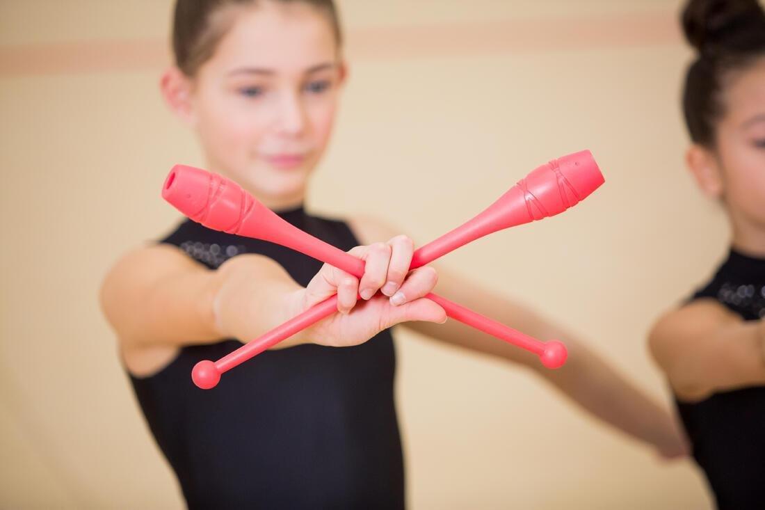 Rhythmic Gymnastics Clubs, Fluo Coral Pink, No Color, large image number 6