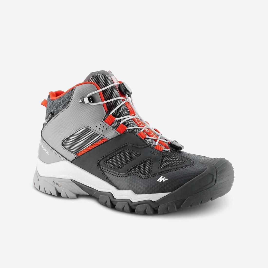 IRON GREY Children's waterproof lace-up hiking shoes CROSSROCK MID 3-5 - Grey, , medium
