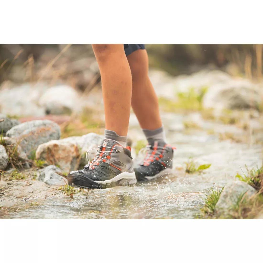 IRON GREY Children's waterproof lace-up hiking shoes CROSSROCK MID 3-5 - Grey, No Color, medium