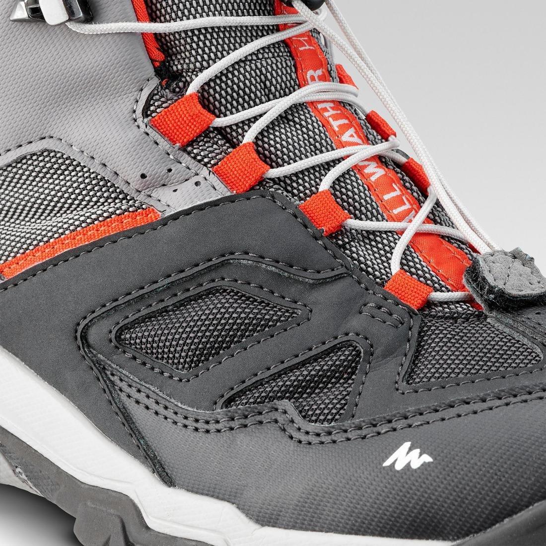 IRON GREY Children's waterproof lace-up hiking shoes CROSSROCK MID 3-5 - Grey, No Color, large image number 7